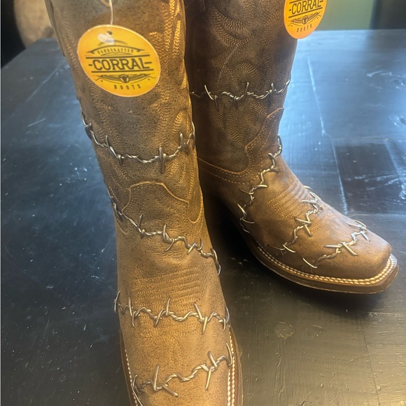 Corral Women’s Bared Wire Woven Western Boots Square Toe SZ 6.5 - Picture 6 of 15